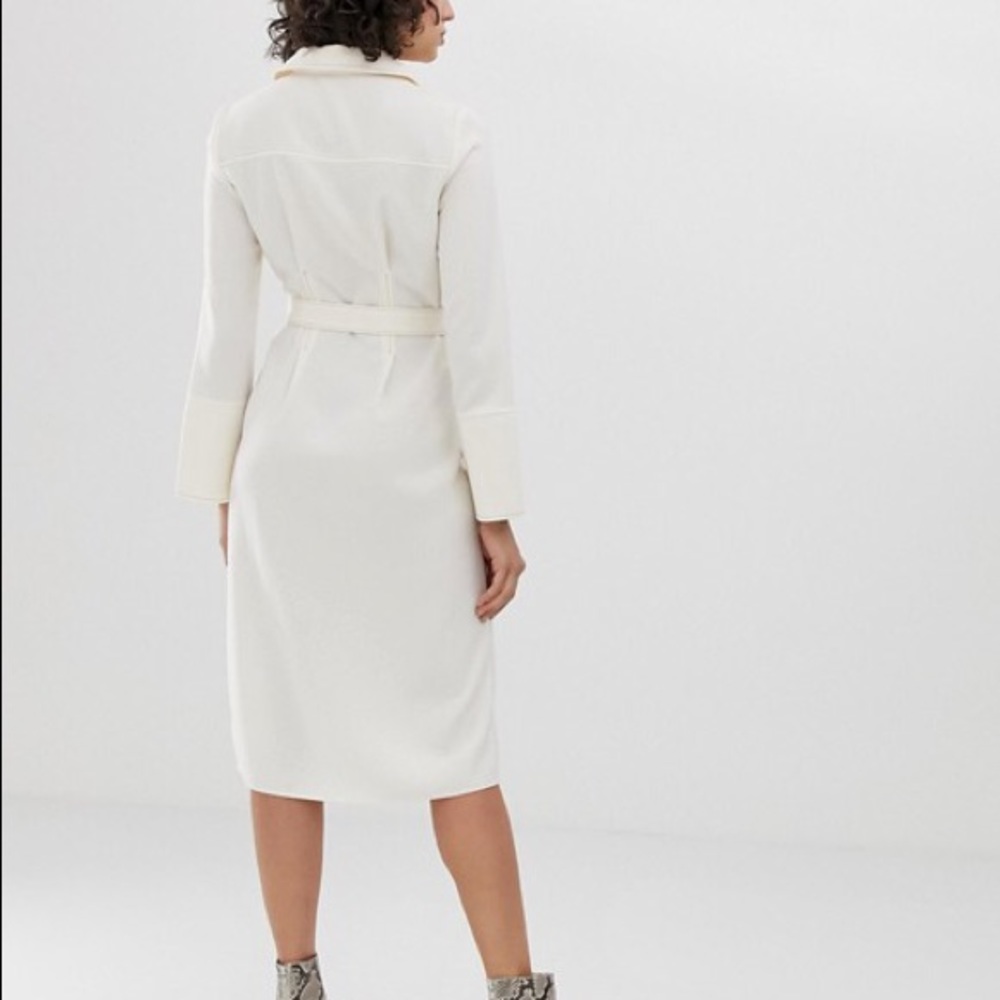 ASOS 70s Shirt Midi Dress With Extreme Collar - Picture 2 of 7